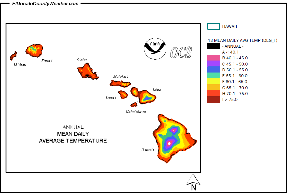 Hawaii Annual Mean Daily Average Temperature